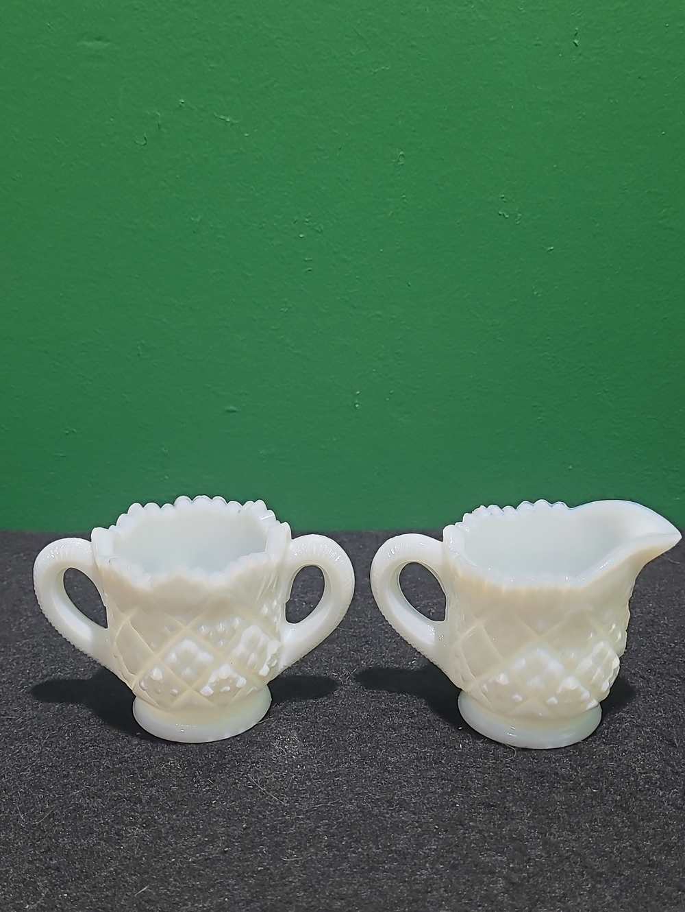Vintage Westmoreland Childs Miniture White Milk Glass Creamer and Sugar Set